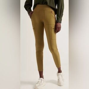 Athleta Headlands Hybrid Cargo Green Zip Pockets Elastic Thick NWT Leggings 22